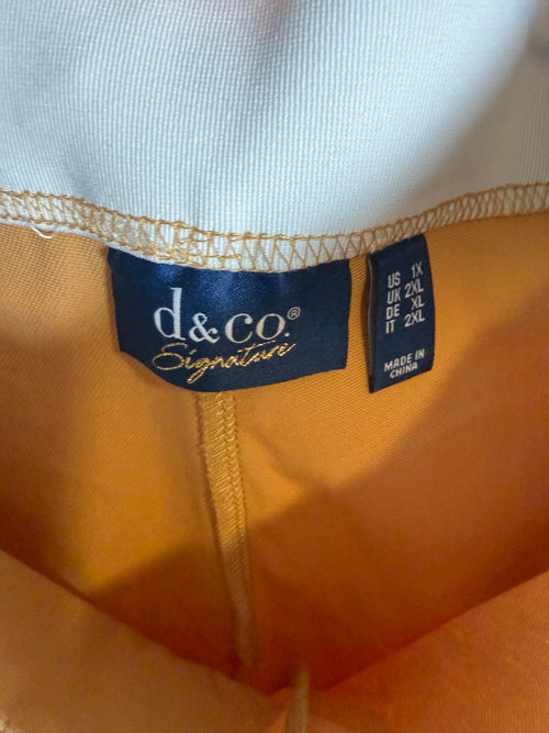 d&co Signature Womens Camel Pull-On Ankle Pants Button Hem Slit Stretch Size 1X