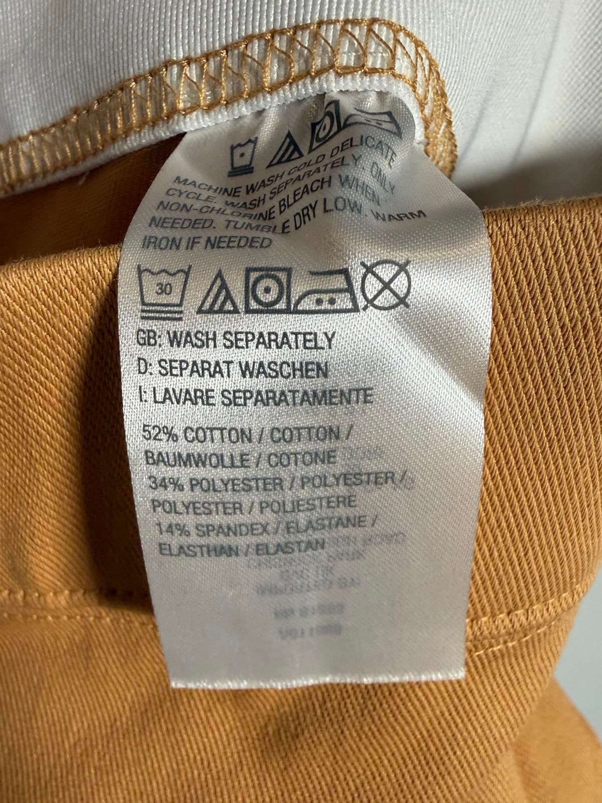 d&co Signature Womens Camel Pull-On Ankle Pants Button Hem Slit Stretch Size 1X