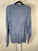 G by Giuliana Fuzzy Knit Scoop Neck Sweater Mock Turtleneck Detail Blue Medium