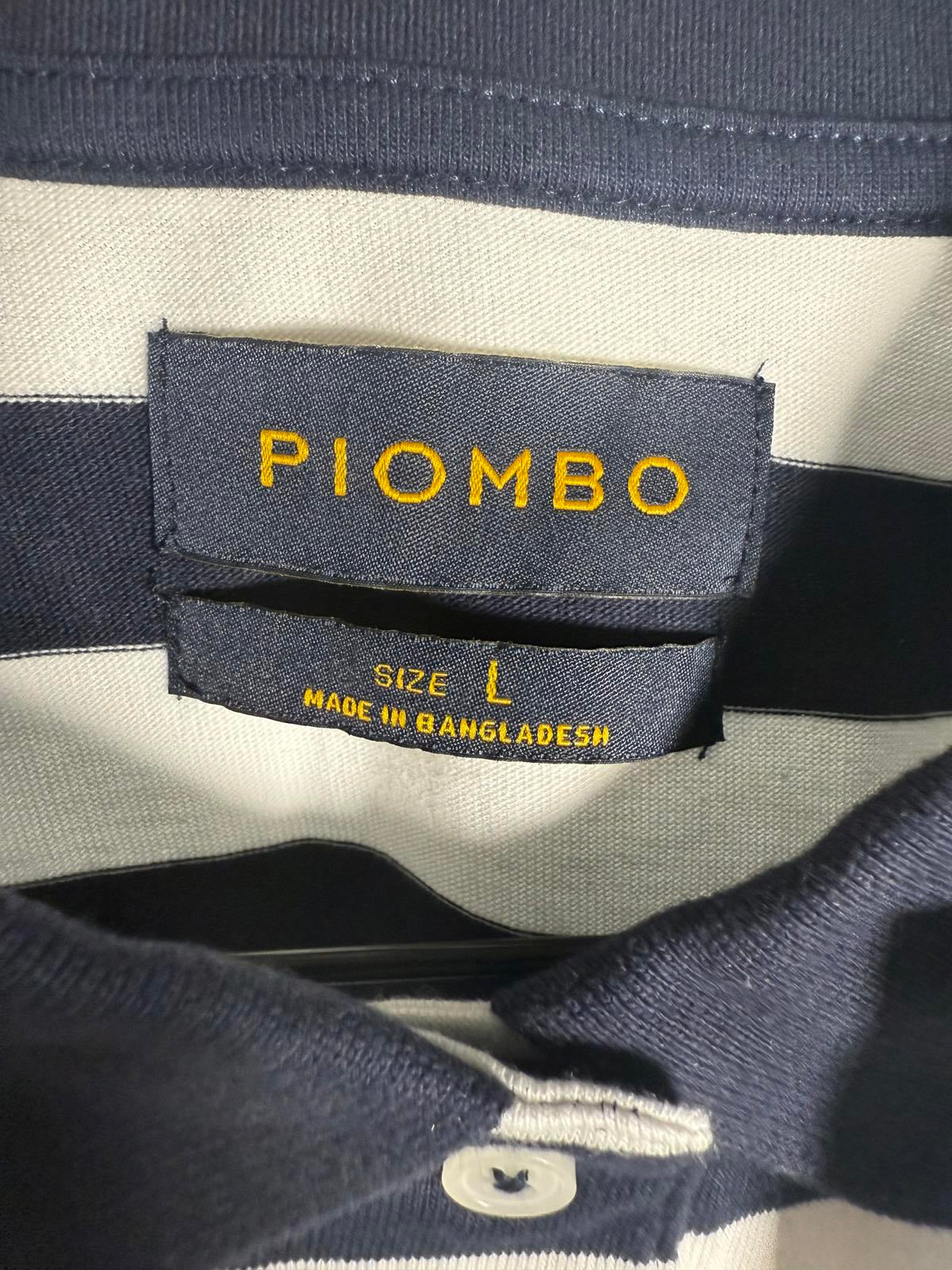 NWT Piombo White Blue Striped Polo Shirt Women's Size Large