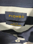 NWT Piombo White Blue Striped Polo Shirt Women's Size Large