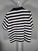 NWT Piombo White Blue Striped Polo Shirt Women's Size Large