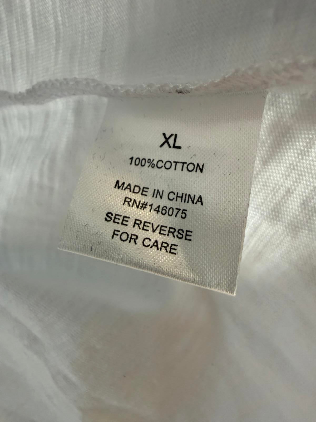 Six Fifty White Blue Dip Dye V-Neck T-Shirt 100% Cotton Short Sleeve Size XL