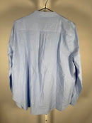 NWT Piombo Chambray Blue Pleated Detail Button Front Blouse Size Small