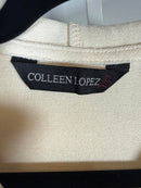 Colleen Lopez Women's Mixed Media Sequin Front Hoodie Cream Size Small