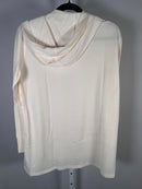 Colleen Lopez Women's Mixed Media Sequin Front Hoodie Cream Size Small