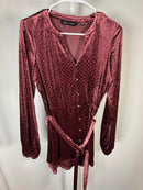 NWT Colleen Lopez Women's Belted Velvet Tunic Cabernet Size Medium