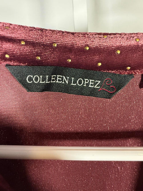 Colleen Lopez Women's Belted Velvet Tunic Cabernet Size Medium