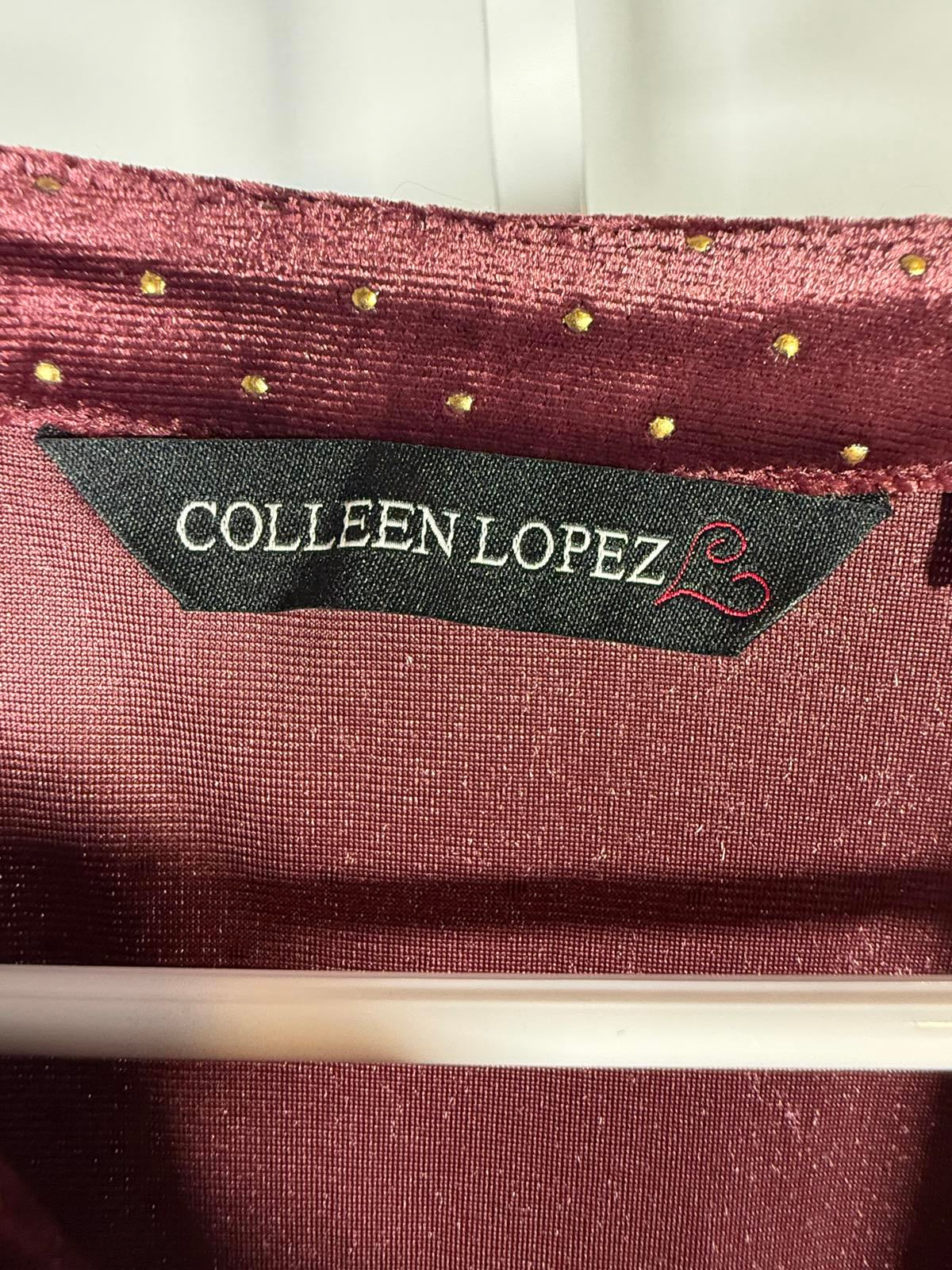 NWT Colleen Lopez Women's Belted Velvet Tunic Cabernet Size Small