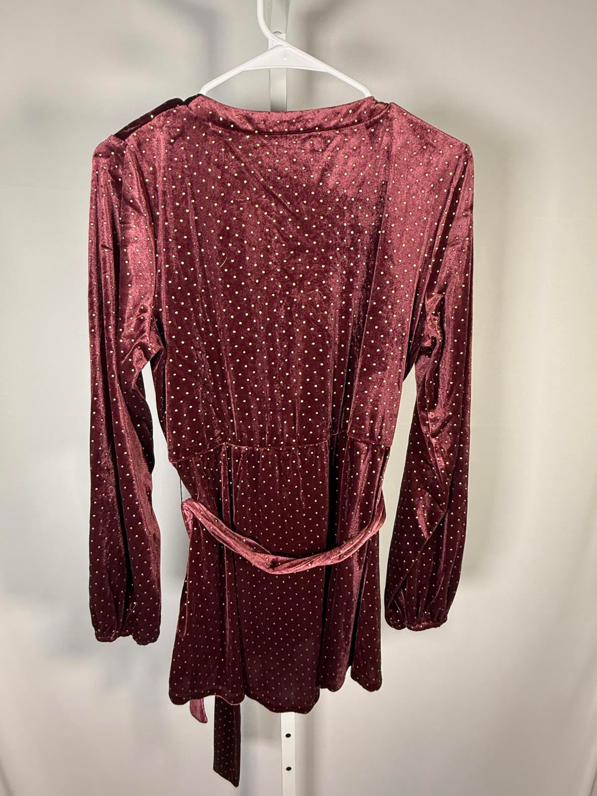 Colleen Lopez Women's Belted Velvet Tunic Cabernet Size Medium