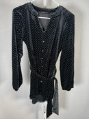 Colleen Lopez Black Velvet Studded Polka Dot Belted Peplum Top Size XXS