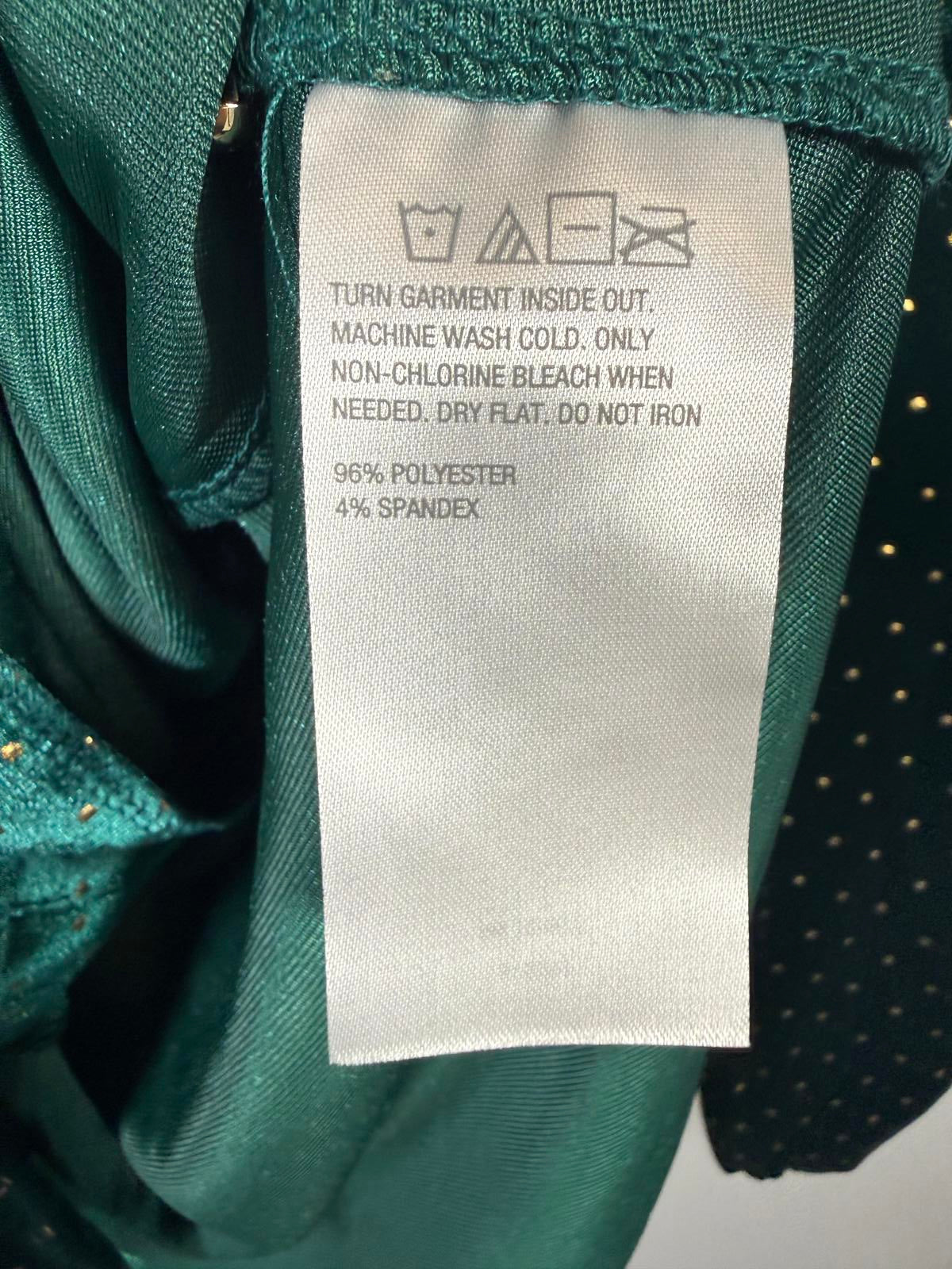 Colleen Lopez Green Velvet Studded Belted Peplum Blouse Size XXS