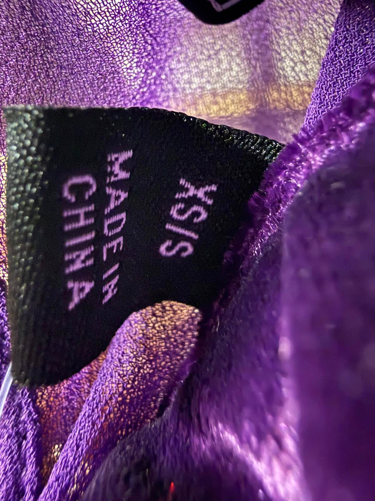 NWT G by Giuliana Women's Black Label Chiffon Poncho Velour Trim Purple Size XS