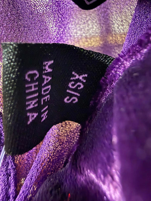 NWT G by Giuliana Women's Black Label Chiffon Poncho Velour Trim Purple Size XS