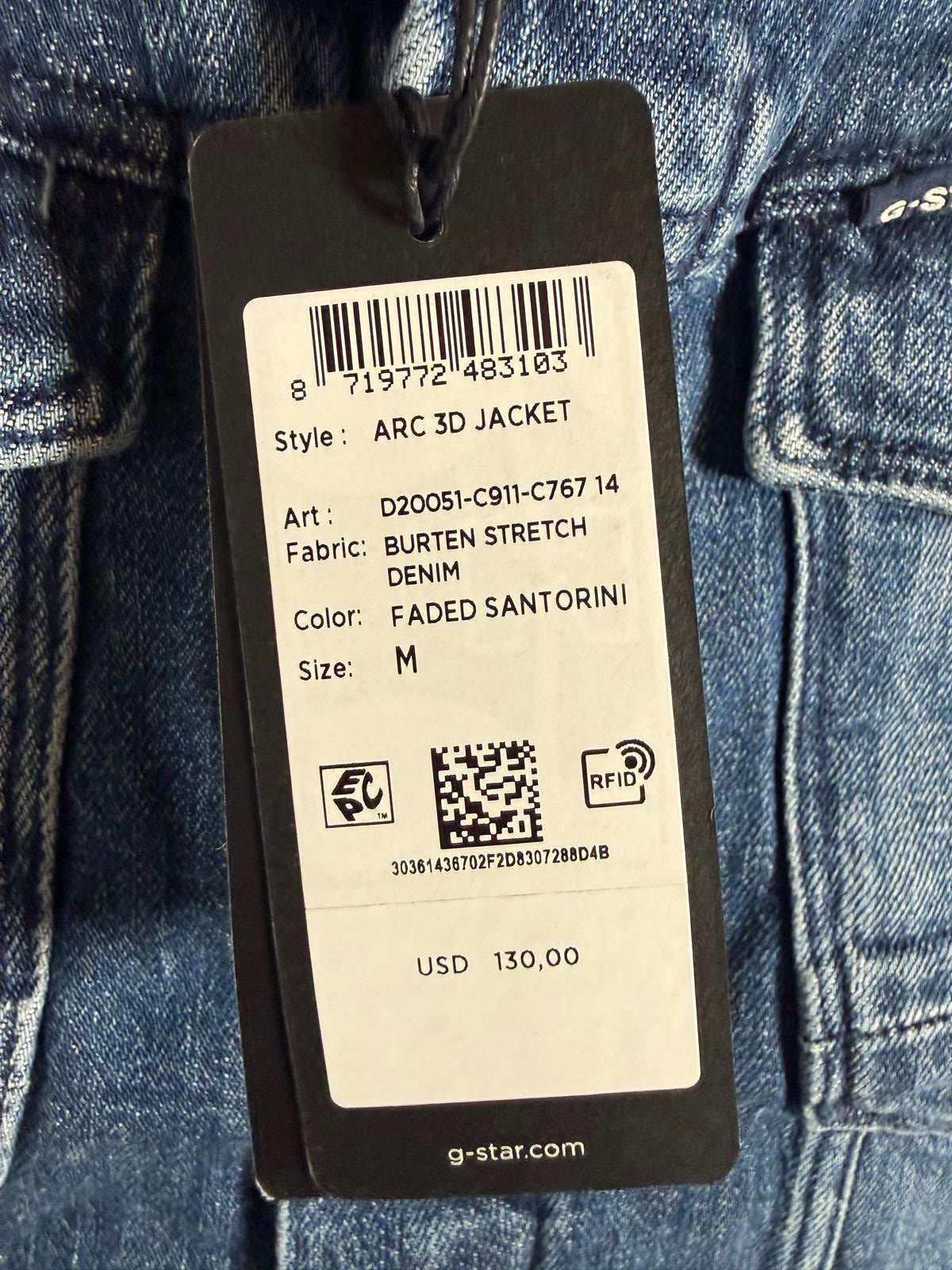 NWT G-Star RAW Arc 3D Denim Jacket Women’s Faded Santorini Stretch - Size Medium