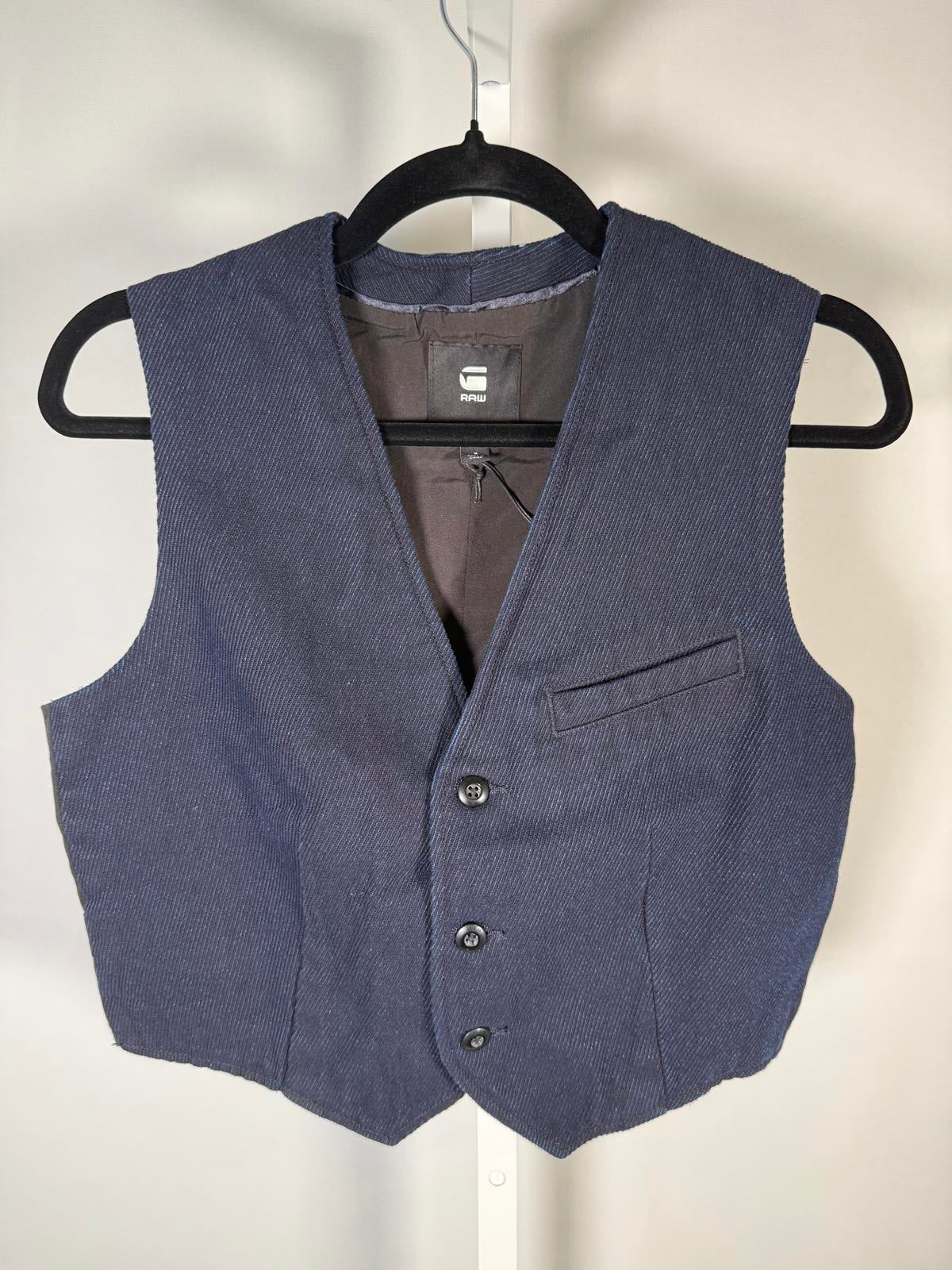 NWT G-Star Raw Denim Waistcoat Rinsed Indigo Cavalry Vest Size Small