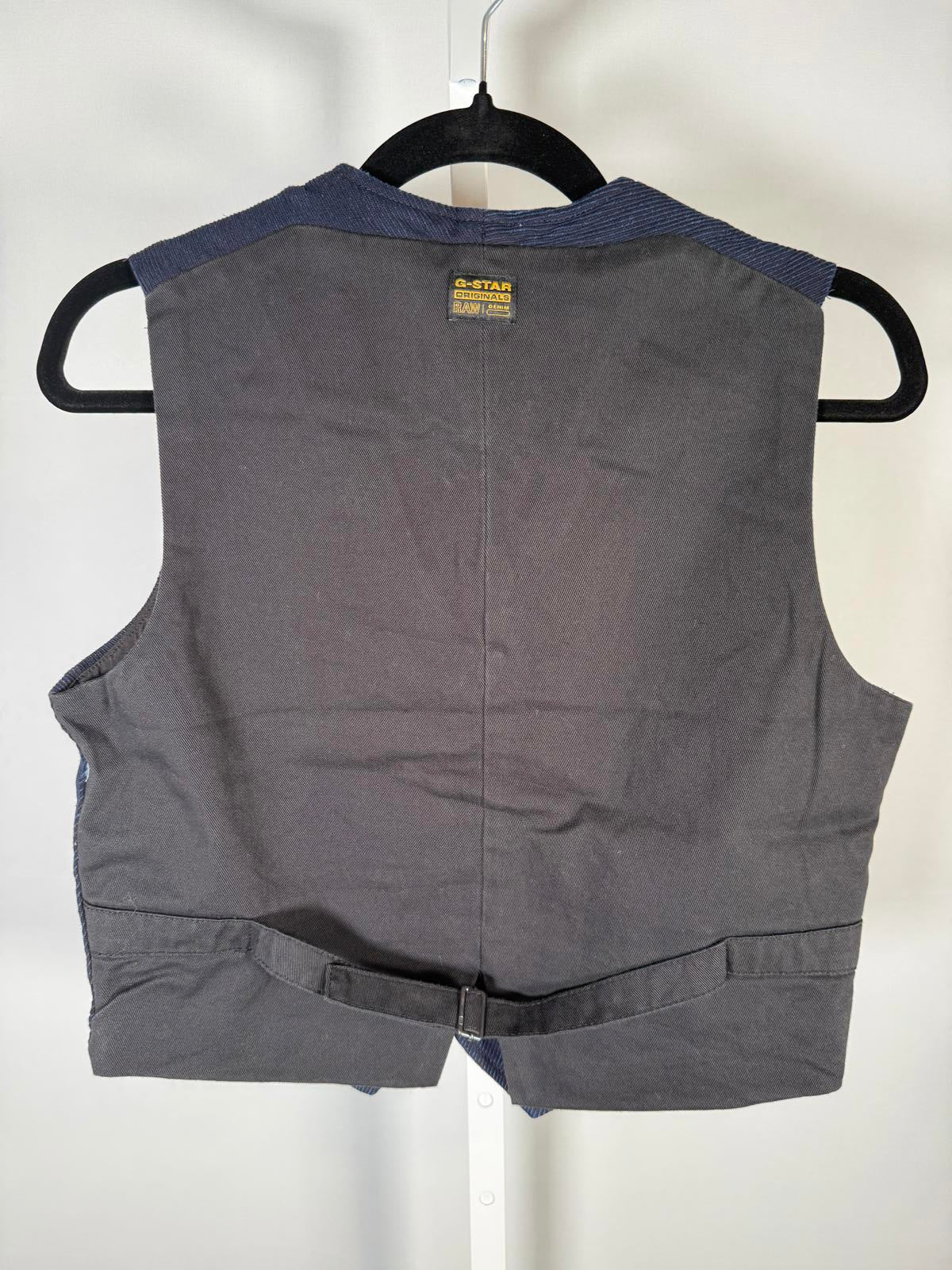 NWT G-Star Raw Denim Waistcoat Rinsed Indigo Cavalry Vest Size Small