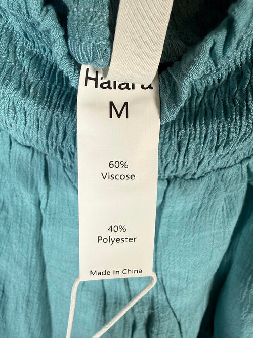 NWT Halara Women’s Smocked Waist Tiered Ruffle Mini Skirt Teal Size Medium