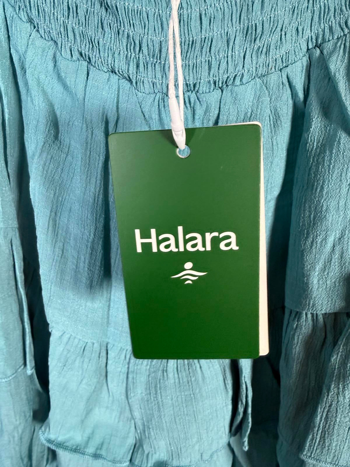 NWT Halara Women’s Smocked Waist Tiered Ruffle Mini Skirt Teal Size Medium