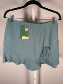 NWT Halara Women’s Blue Wrap Mini Skirt Tie Side Ruffle Hem Size Medium