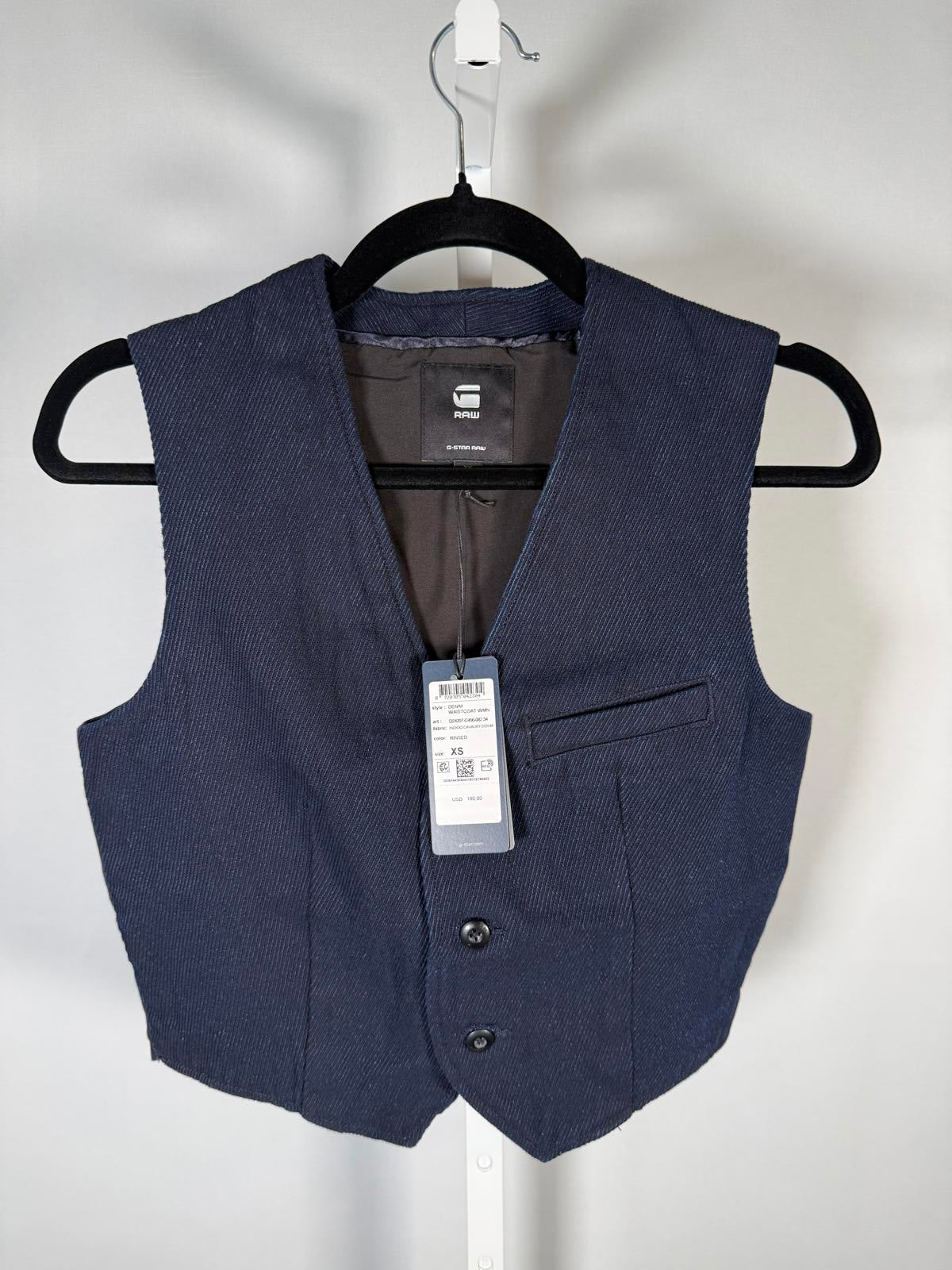 NWT G-Star Raw Denim Waistcoat Rinsed Indigo Cavalry Vest Size XS