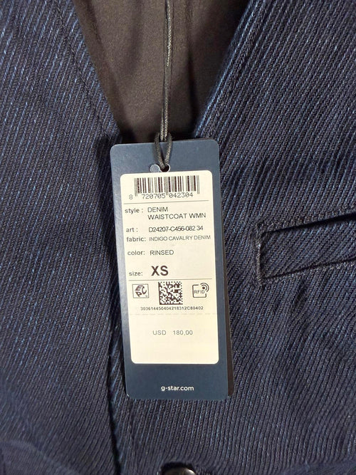 NWT G-Star Raw Denim Waistcoat Rinsed Indigo Cavalry Vest Size XS
