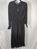 The Kooples Plain Luxury Black Viscose Silk Wrap Dress US Medium NWT