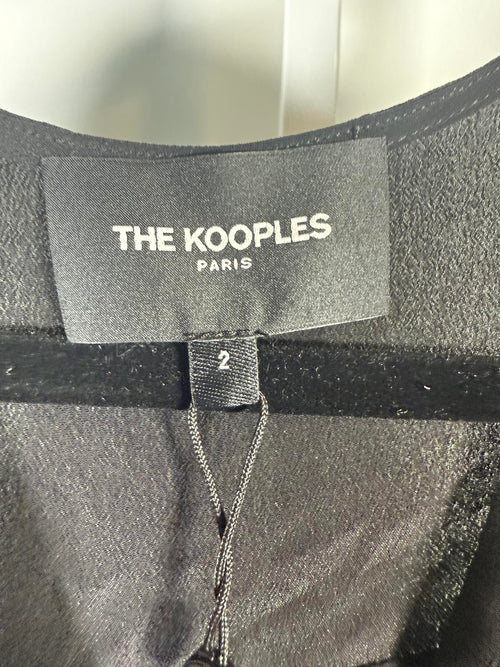 The Kooples Plain Luxury Black Viscose Silk Wrap Dress US Medium NWT
