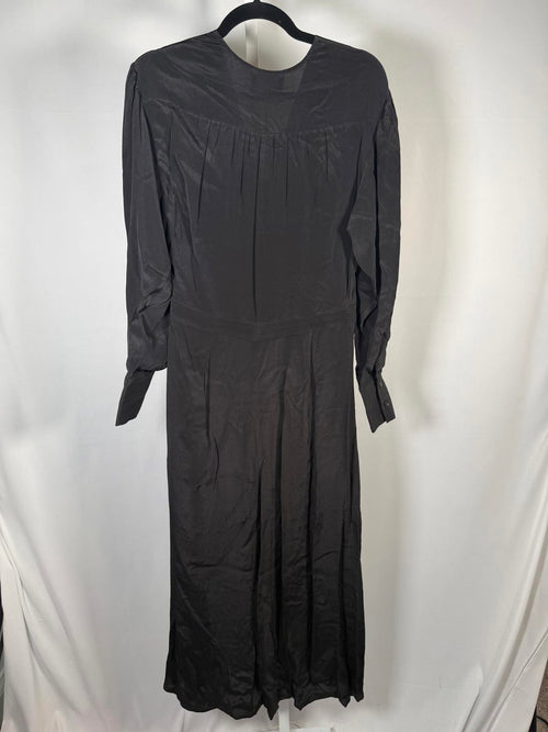 The Kooples Plain Luxury Black Viscose Silk Wrap Dress US Medium NWT