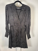 The Kooples Jacquard Leopard V-Neck Short Dress Viscose/Silk Blend US Small NWT
