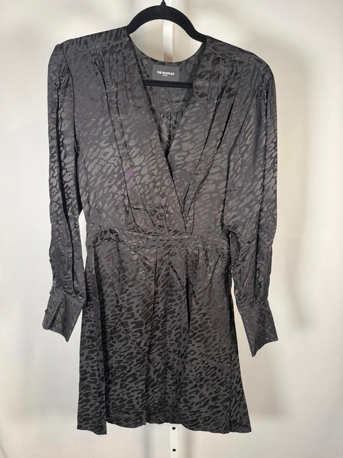 The Kooples Jacquard Leopard V-Neck Short Dress Viscose/Silk Blend US Small NWT