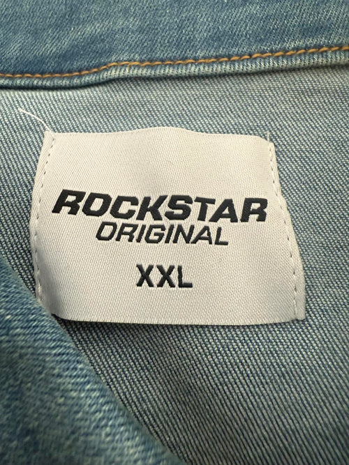 Rockstar Original Thrashed Distressed Denim Jacket Light Wash Men's XXL