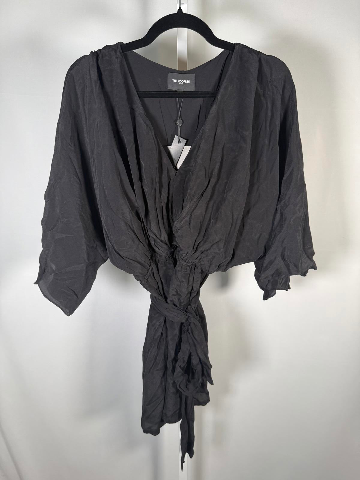 The Kooples Modern Kimono Black Top Viscose/Silk Blend US Small NWT