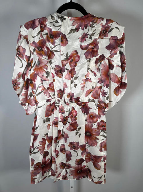 The Kooples Pastel Daisy Satin Dress Viscose Silk Blend US Small $418 MSRP NWT