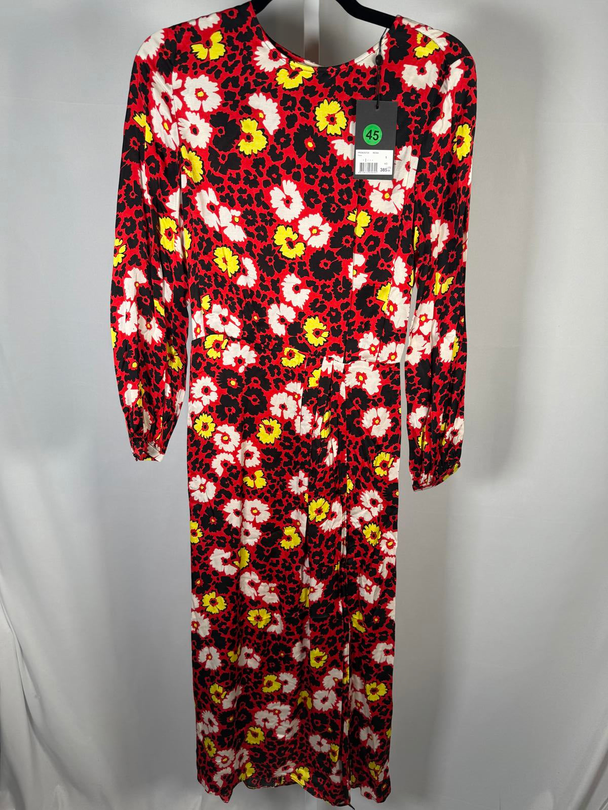 The Kooples Red Floral Print Viscose Dress US Small MSRP $385 NWT