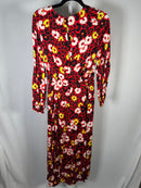 The Kooples Red Floral Print Viscose Dress US Small MSRP $385 NWT
