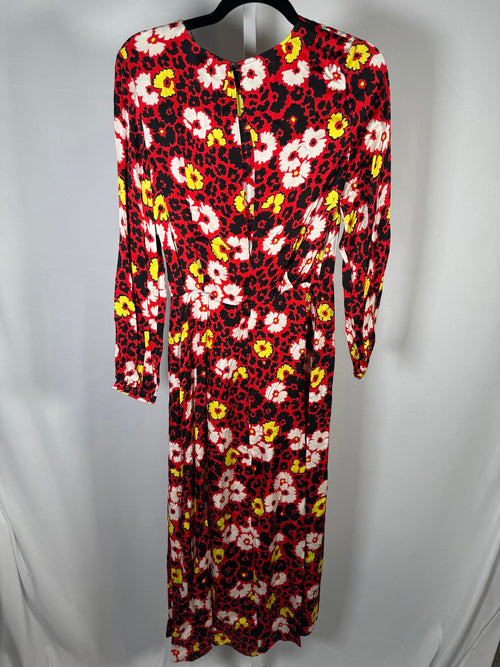 The Kooples Red Floral Print Viscose Dress US Small MSRP $385 NWT