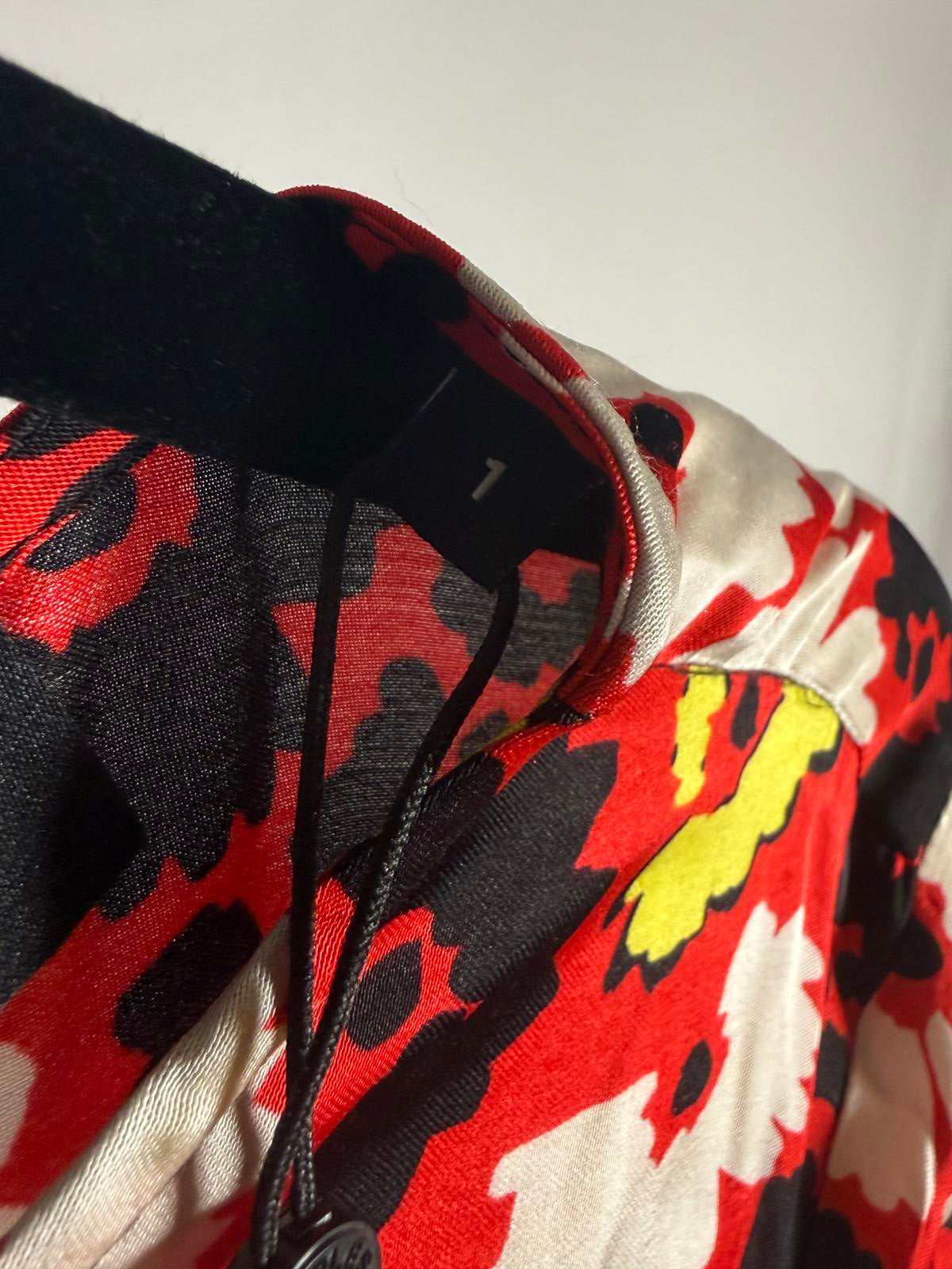 The Kooples Red Floral Print Viscose Dress US Small MSRP $385 NWT