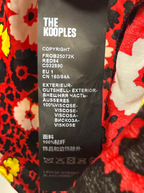 The Kooples Red Floral Print Viscose Dress US Small MSRP $385 NWT