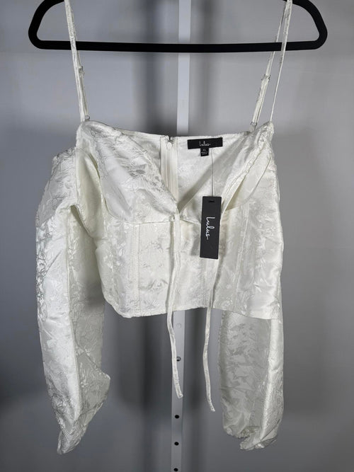 NWT Lulu's White Off Shoulder Corset Crop Top Size XL