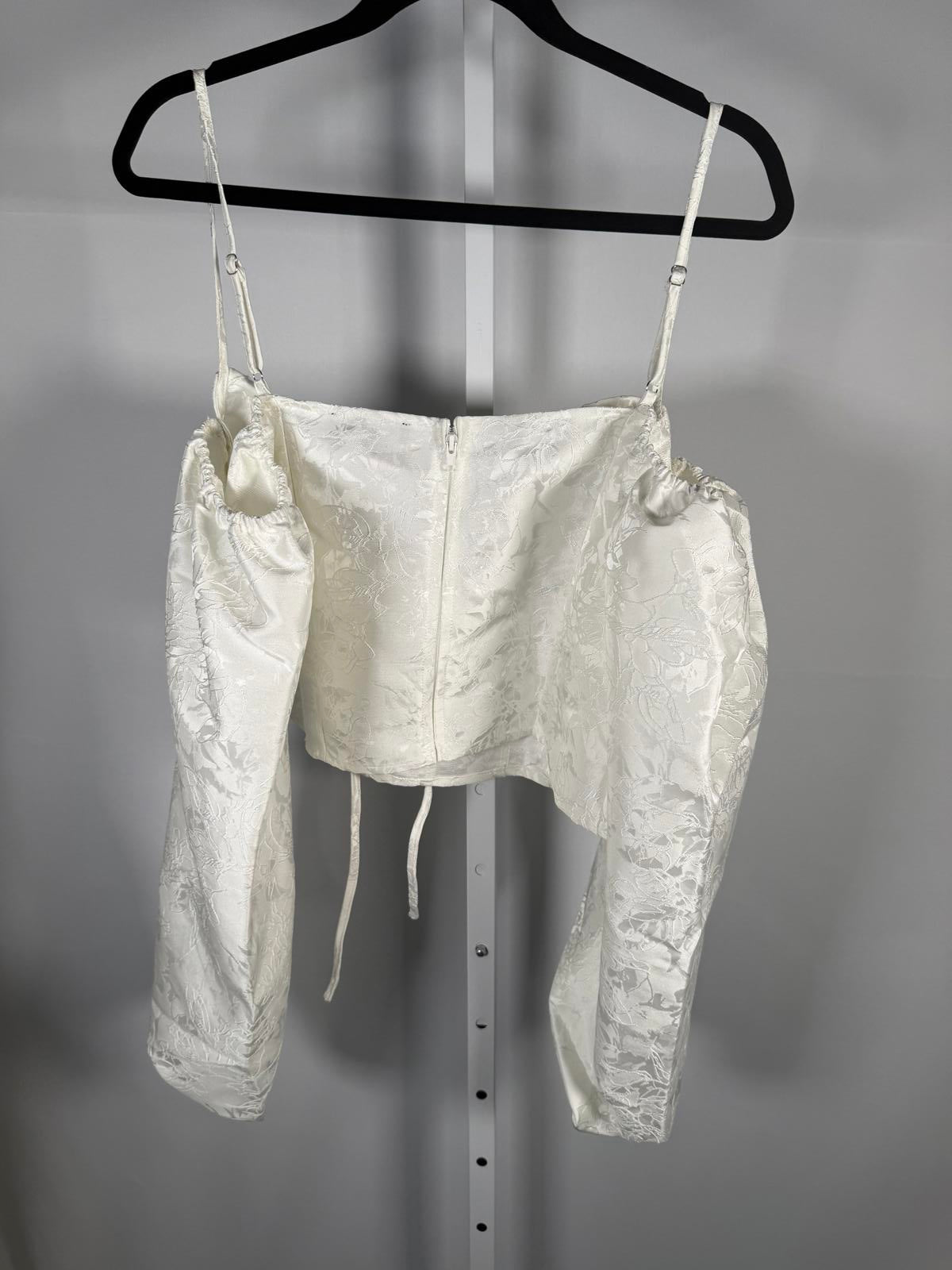 NWT Lulu's White Off Shoulder Corset Crop Top Size XL