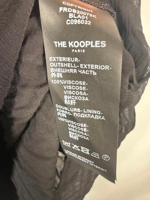The Kooples Black Ruffle V-Neck High Low Dress 100% Viscose US Small NWT