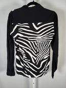 The Kooples Zebra Print Straight Fit Button Down Viscose Shirt US XS NWT