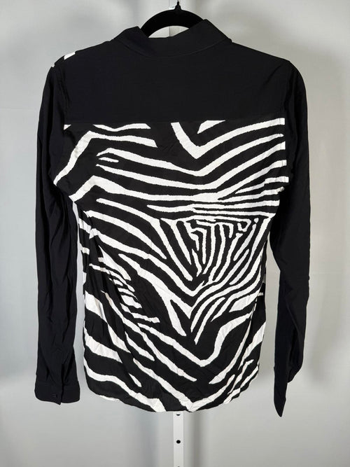 The Kooples Zebra Print Straight Fit Button Down Viscose Shirt US XS NWT