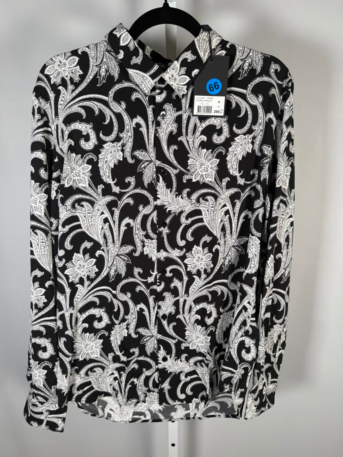 The Kooples Slim Fit Viscose Button Down Shirt Black Men’s Medium NWT