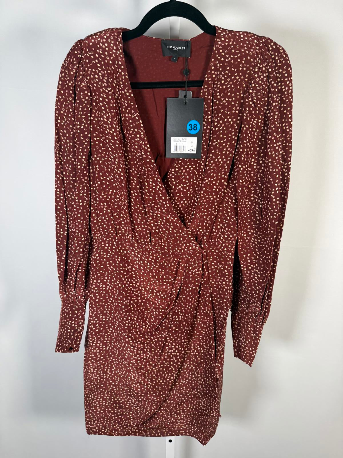 The Kooples Moon Dots Viscose Silk Blend Wrap Dress US XS NWT $465 MRSP