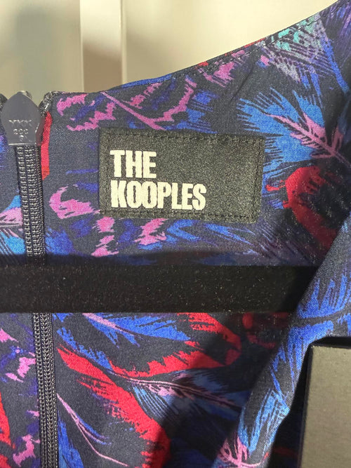 The Kooples Feather Print 3/4 Sleeve Viscose Dress US Size Small NWT
