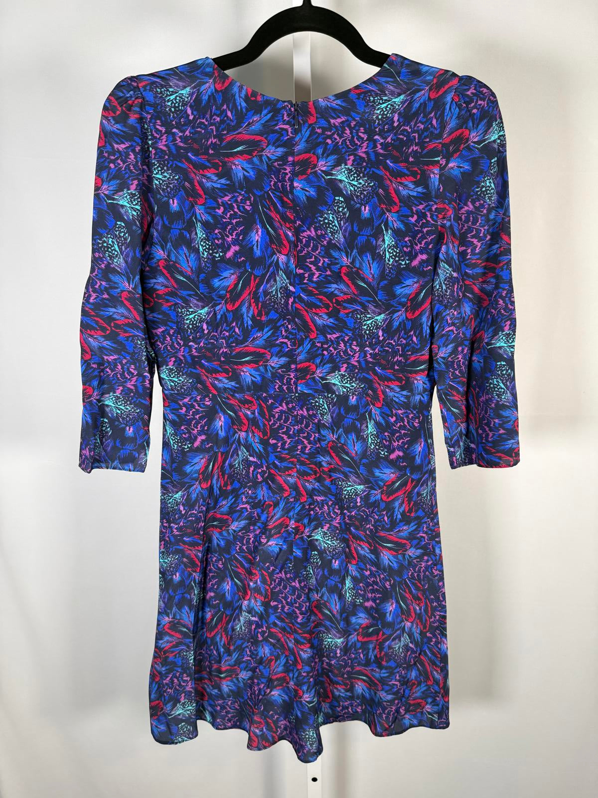 The Kooples Feather Print 3/4 Sleeve Viscose Dress US Size Small NWT