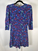 The Kooples Feather Print 3/4 Sleeve Viscose Dress US Size Small NWT