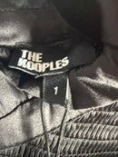 The Kooples Black Smocked High Neck Mini Dress Long Sleeve US Small NWT